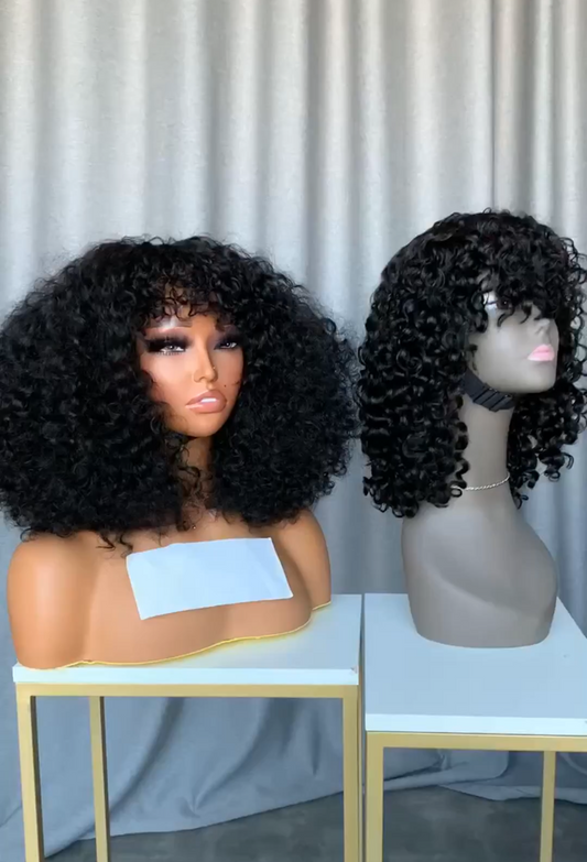 Fringe Eurasian curly Wig M-049